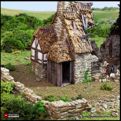Ruined Country Manor - King and Country, dnd Medieval building, Village, Town, Wargaming Terrain, Scatter scenery, 28mm 32mm 15mm, House-3