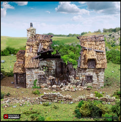 Ruined Country Manor - King and Country, dnd Medieval building, Village, Town, Wargaming Terrain, Scatter scenery, 28mm 32mm 15mm, House-2