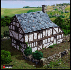 Wattle And Daub Hollyhock Cottage - King and Country, dnd Medieval building, Village, Town, Wargaming Terrain, Scatter scenery, House-2