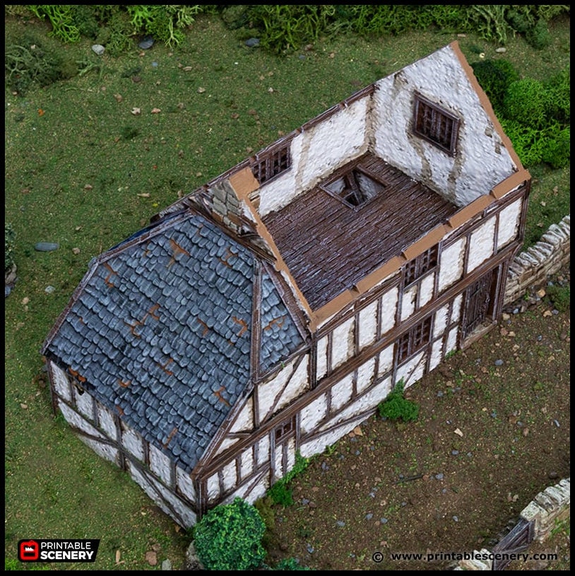 Wattle And Daub Hollyhock Cottage - King and Country, dnd Medieval building, Village, Town, Wargaming Terrain, Scatter scenery, House-4