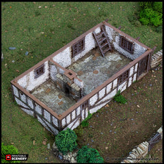 Wattle And Daub Hollyhock Cottage - King and Country, dnd Medieval building, Village, Town, Wargaming Terrain, Scatter scenery, House-5