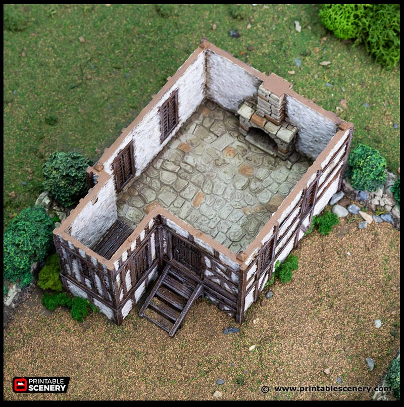 Wattle And Daub Barlyway Cottage - King and Country, dnd Medieval building, Village, Town, Wargaming Terrain, Scatter scenery, House-5