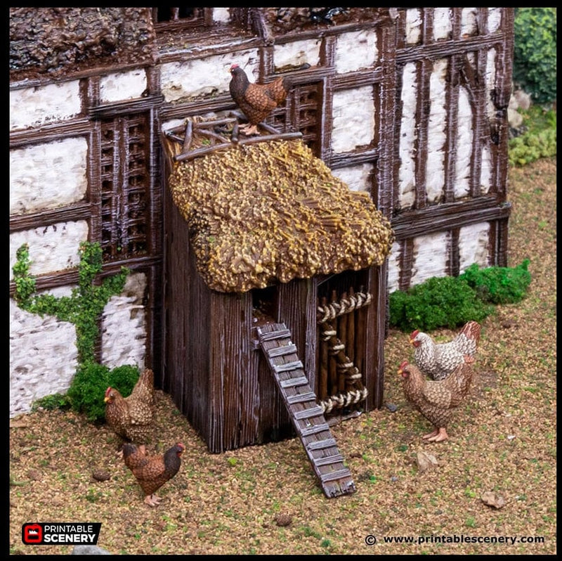 Farm Chicken Hut - King and Country, dnd Medieval building, Village, Town, Wargaming Terrain, Scatter scenery, House, Farming, Chicken-1