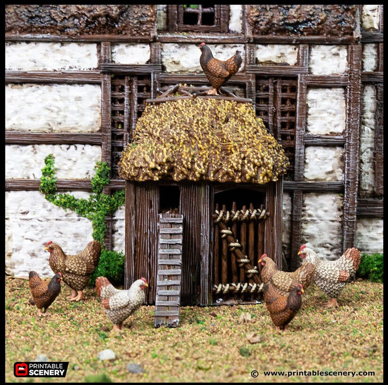 Farm Chicken Hut - King and Country, dnd Medieval building, Village, Town, Wargaming Terrain, Scatter scenery, House, Farming, Chicken-3