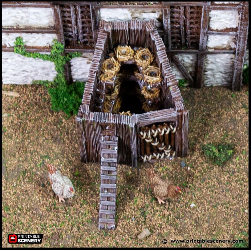 Farm Chicken Hut - King and Country, dnd Medieval building, Village, Town, Wargaming Terrain, Scatter scenery, House, Farming, Chicken-5