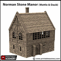Wattle And Daub Stone Manor - King and Country, dnd Medieval building, Village, Town, Wargaming Terrain, Scatter scenery, House, Cottage-7