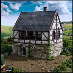 Wattle And Daub Stone Manor - King and Country, dnd Medieval building, Village, Town, Wargaming Terrain, Scatter scenery, House, Cottage-1