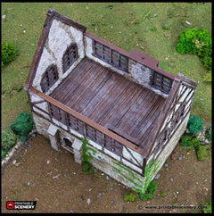 Wattle And Daub Stone Manor - King and Country, dnd Medieval building, Village, Town, Wargaming Terrain, Scatter scenery, House, Cottage-5