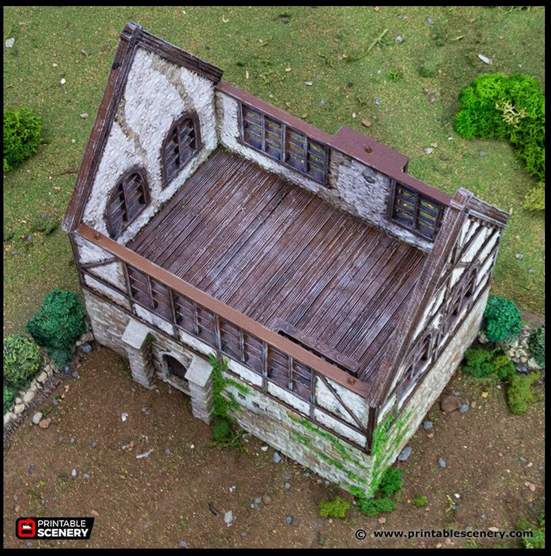 Wattle And Daub Stone Manor - King and Country, dnd Medieval building, Village, Town, Wargaming Terrain, Scatter scenery, House, Cottage-5