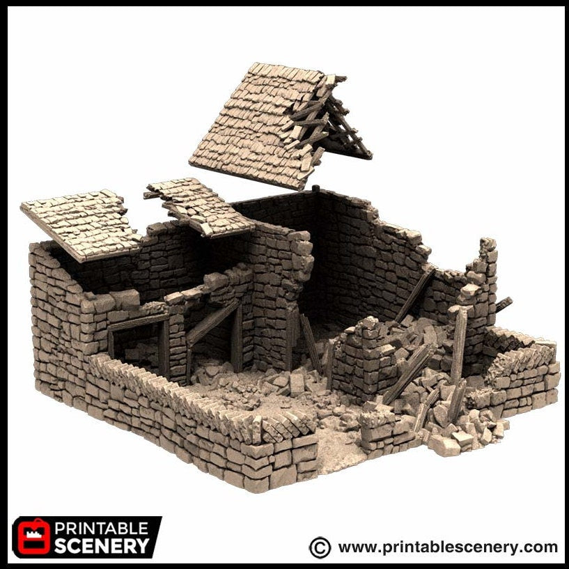 Ruined Farm Pig Pen - King and Country, dnd Medieval building, Village, Town, Wargaming Terrain, Scatter scenery, Farming, Diorama, Animals-6