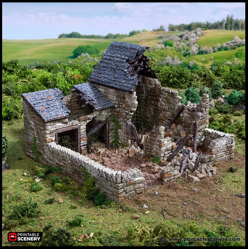 Ruined Farm Pig Pen - King and Country, dnd Medieval building, Village, Town, Wargaming Terrain, Scatter scenery, Farming, Diorama, Animals-1