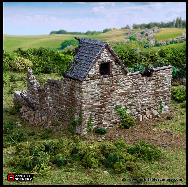 Ruined Farm Pig Pen - King and Country, dnd Medieval building, Village, Town, Wargaming Terrain, Scatter scenery, Farming, Diorama, Animals-3