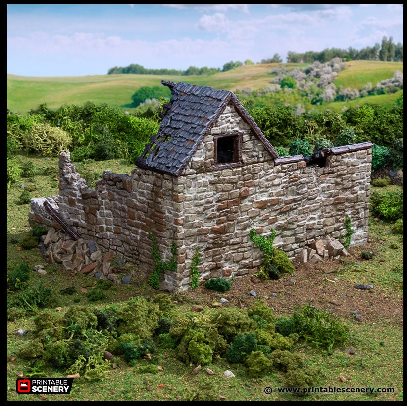 Ruined Farm Pig Pen - King and Country, dnd Medieval building, Village, Town, Wargaming Terrain, Scatter scenery, Farming, Diorama, Animals-3