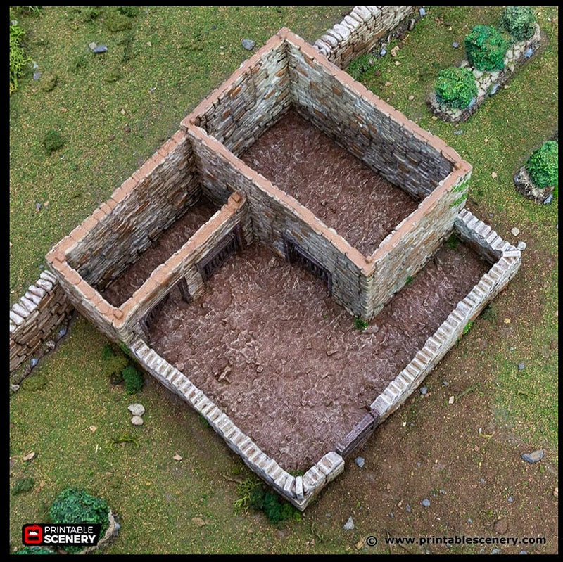 Farm Pig Pen - King and Country, dnd Medieval building, Village, Town, Wargaming Terrain, Scatter scenery, Farming, Diorama, Animals-4
