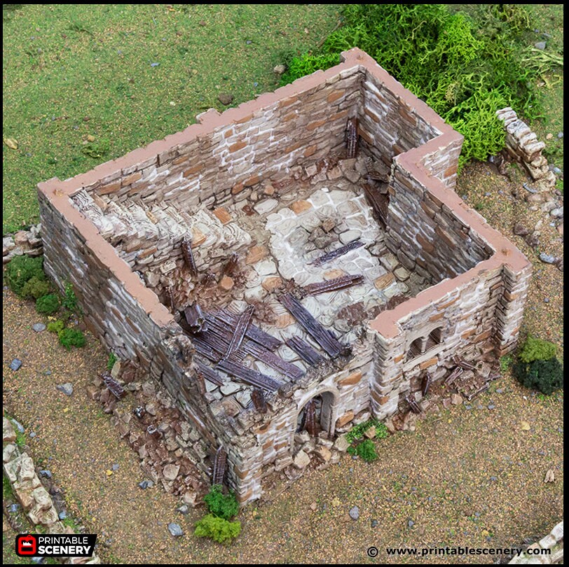 Ruined Norman Keep - King and Country, DnD, Pathfinder, 15mm, 28mm, 32mm, wargaming terrain, scatter scenery D&D medieval castle-5