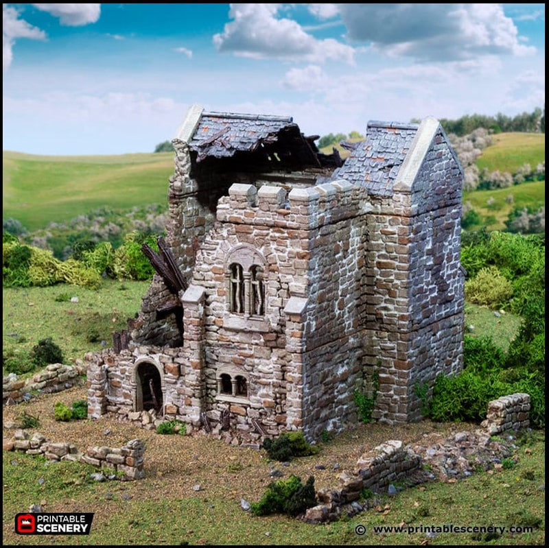 Ruined Norman Keep - King and Country, DnD, Pathfinder, 15mm, 28mm, 32mm, wargaming terrain, scatter scenery D&D medieval castle-2