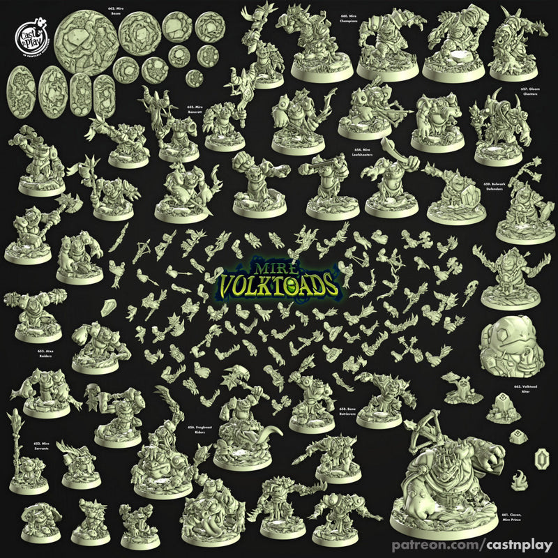 Bulwark Defenders - Cast n Play Mire Volktoads | DnD Miniature | Beastmen | Toad | Frog | Bullywug, Monster, Fighter, Barbarian, Melee, Tank-2