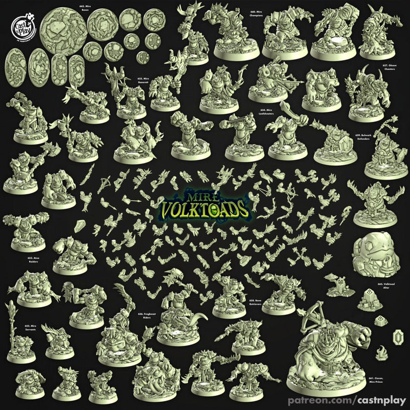 Gloom Chanters - Cast n Play Mire Volktoads | DnD Miniature | Beastmen | Toad | Frog | Bullywug, Monster, Wizard, Sorcerer, Warlock, Magic-2
