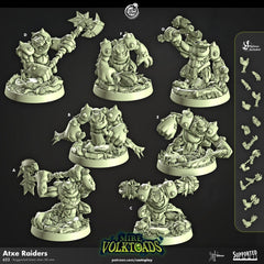 Axte Raiders - Cast n Play Mire Volktoads | DnD Miniature | Beastmen | Toad | Frog | Bullywug | Monster | Fighter | Melee | Barbarian-1