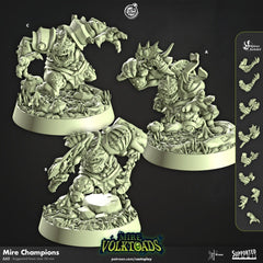 Mire Champions - Cast n Play Mire Volktoads | DnD Miniature | Beastmen | Toad | Frog | Bullywug, Monster, Fighter, Barbarian, Melee, Tank-1