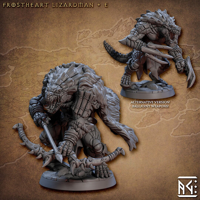 Frostheart Lizardmen - Artisan Guild | DnD Miniature | Lizard | Monster | Ranger | Fighter | Barbarian | Seraphon | Pathfinder 2E, 28mm 32mm-6