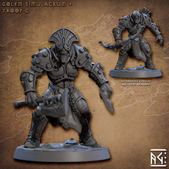 Golem Simulacra Troops - Artisan Guild | DnD Miniature, Warforged Male Female, Android, Ranger, Fighter, Barbarian, Pathfinder 2E, 28mm 32mm-4
