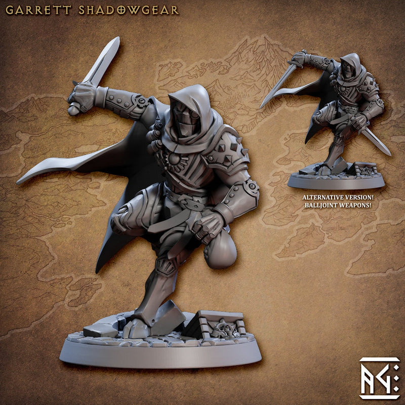 Garett Shadowgear - AG - Golem Simulacra | DnD Miniature | Warforged | Rogue | Thief | Assassin | Male | Android | Melee | Pathfinder 2E-1