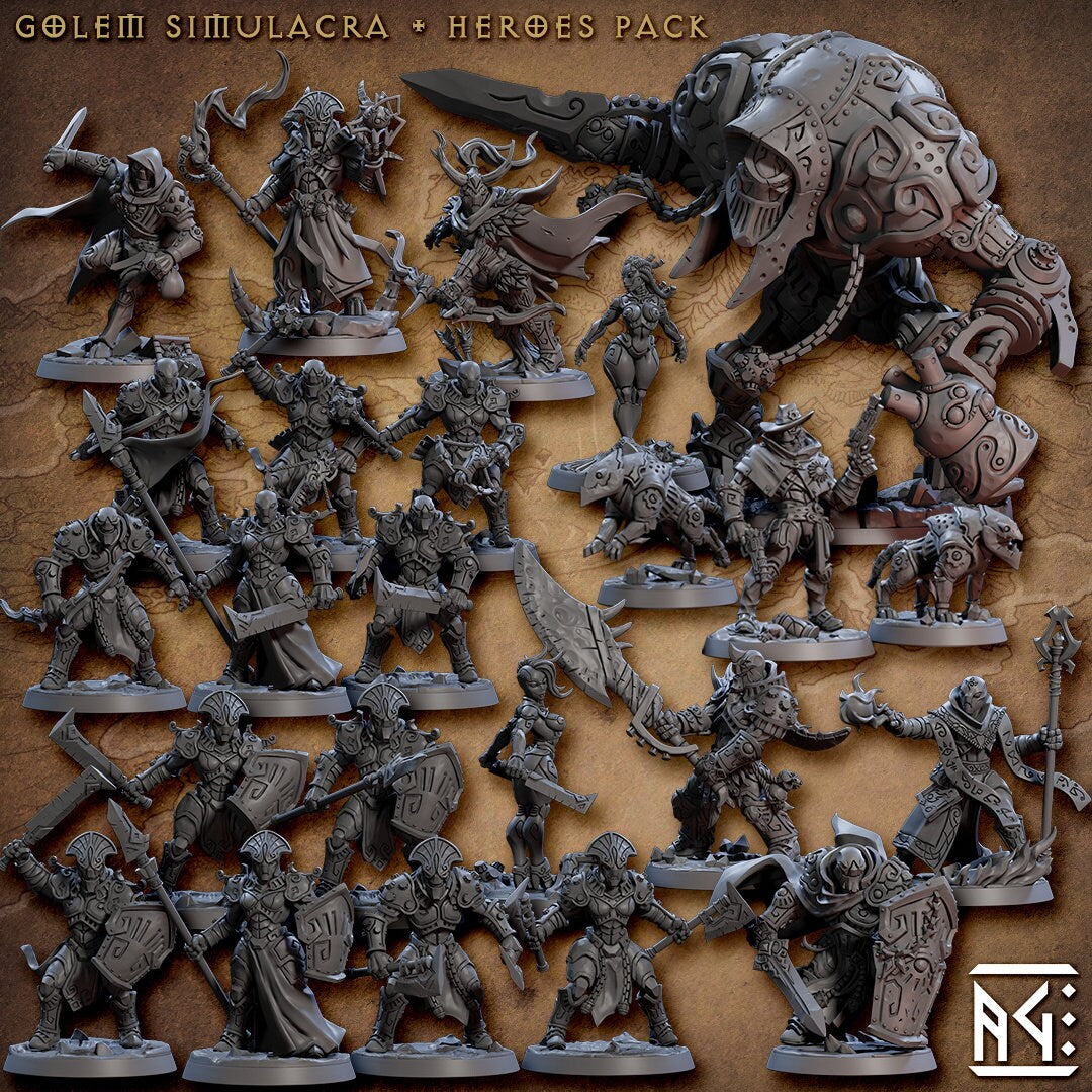 Nogroth Doomcaller - AG - Golem Simulacra | DnD Miniature | Warforged | Wizard | Warlock | Sorcerer | Male | Android | Magic | Pathfinder 2E-2