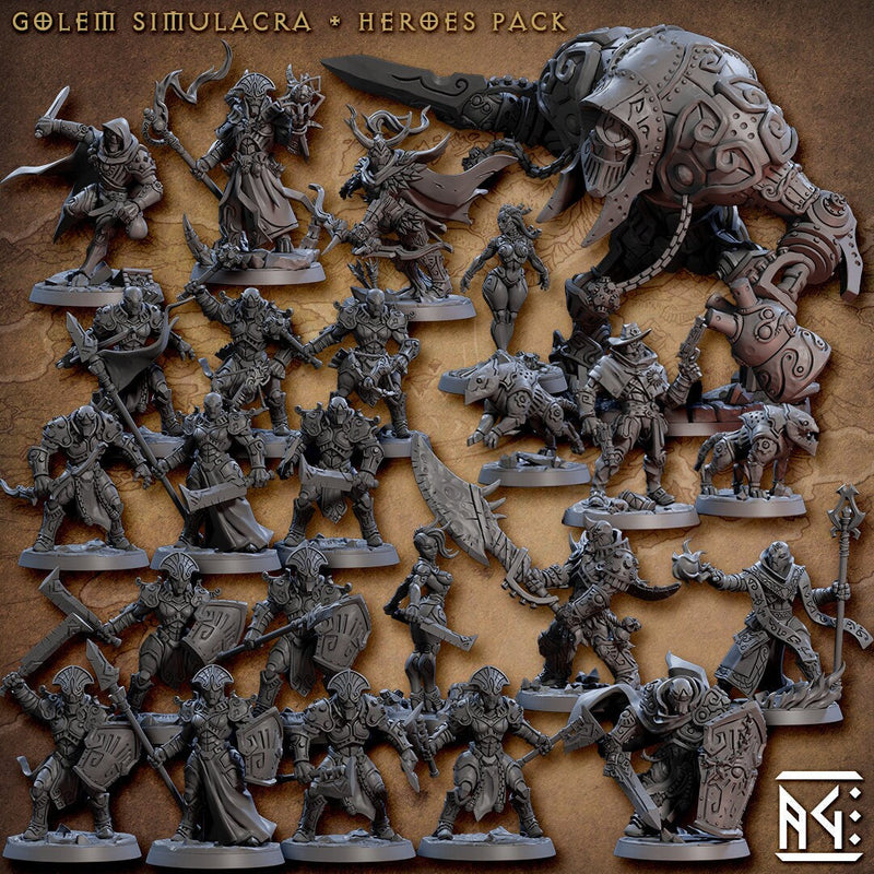 Nogroth Doomcaller - AG - Golem Simulacra | DnD Miniature | Warforged | Wizard | Warlock | Sorcerer | Male | Android | Magic | Pathfinder 2E-2