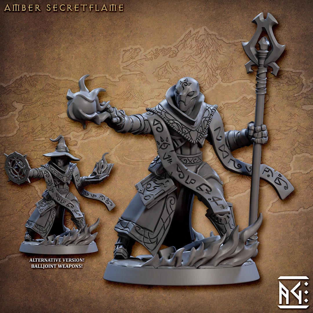 Amber Secretflame - AG - Golem Simulacra | DnD Miniature | Warforged | Wizard | Warlock | Sorcerer | Female | Android | Magic, Pathfinder 2E-1