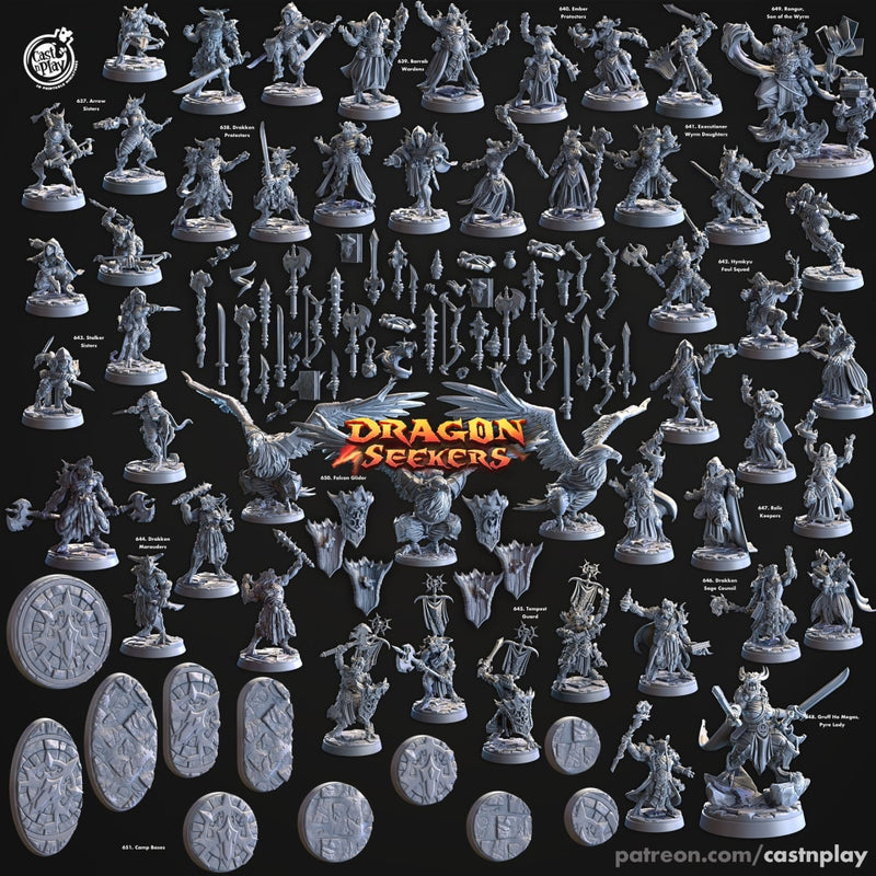 Falcon Glider - CnP Dragon Seekers | DnD Miniature | Dragonborn | Eagle | Mount | Large | Flying | Bird | Pathfinder | Armored | Melee-2