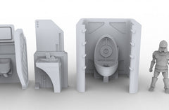 Bathroom Scatter Terrain - Novus Landing, EC3D, Infinity, Legion Sci-fi, Cyberpunk 2077, Wargaming Scenery, Washroom, Realism-4