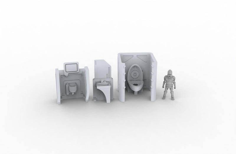 Bathroom Scatter Terrain - Novus Landing, EC3D, Infinity, Legion Sci-fi, Cyberpunk 2077, Wargaming Scenery, Washroom, Realism-5