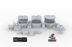 Black Market Scatter Terrain mini set - Novus Landing, Stalls, Marketplace, EC3D, Infinity, Legion Sci-fi, Cyberpunk 2077, Wargaming-1