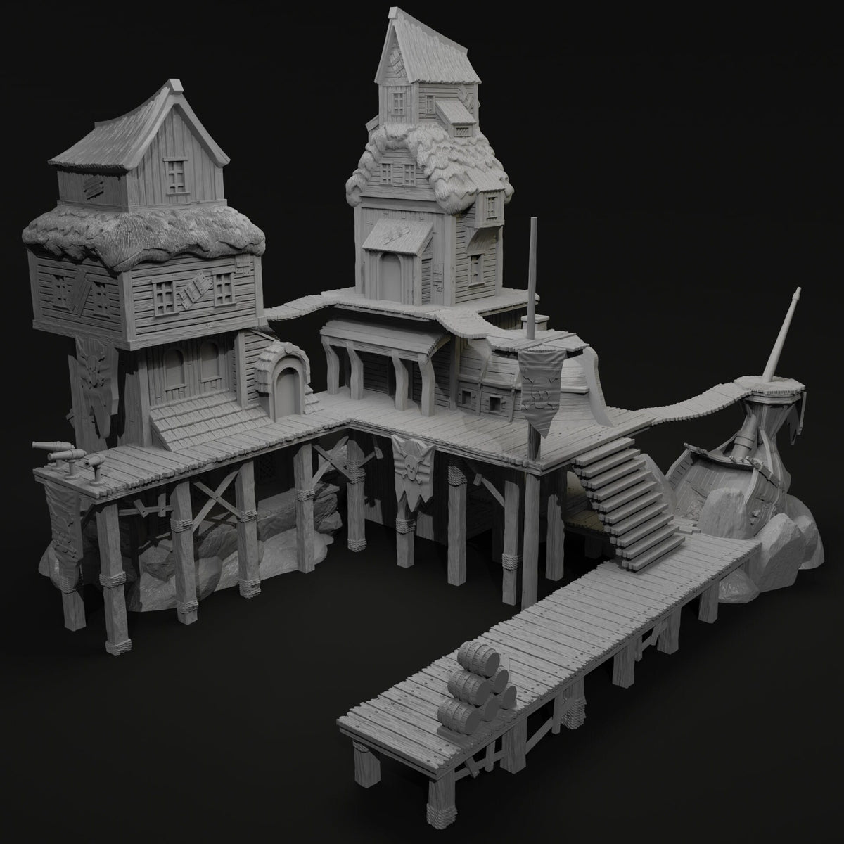 Pirate Dock - Pirates vs. Sailors Nightmare At Sea - DnD, Wargaming, Ocean, Boat, Ship, Docks, Tortuga, Black Flag, Pathfinder, Age of Sail-6