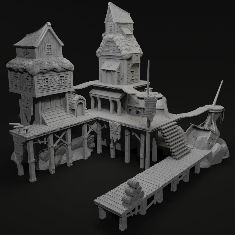Pirate Dock - Pirates vs. Sailors Nightmare At Sea - DnD, Wargaming, Ocean, Boat, Ship, Docks, Tortuga, Black Flag, Pathfinder, Age of Sail-6
