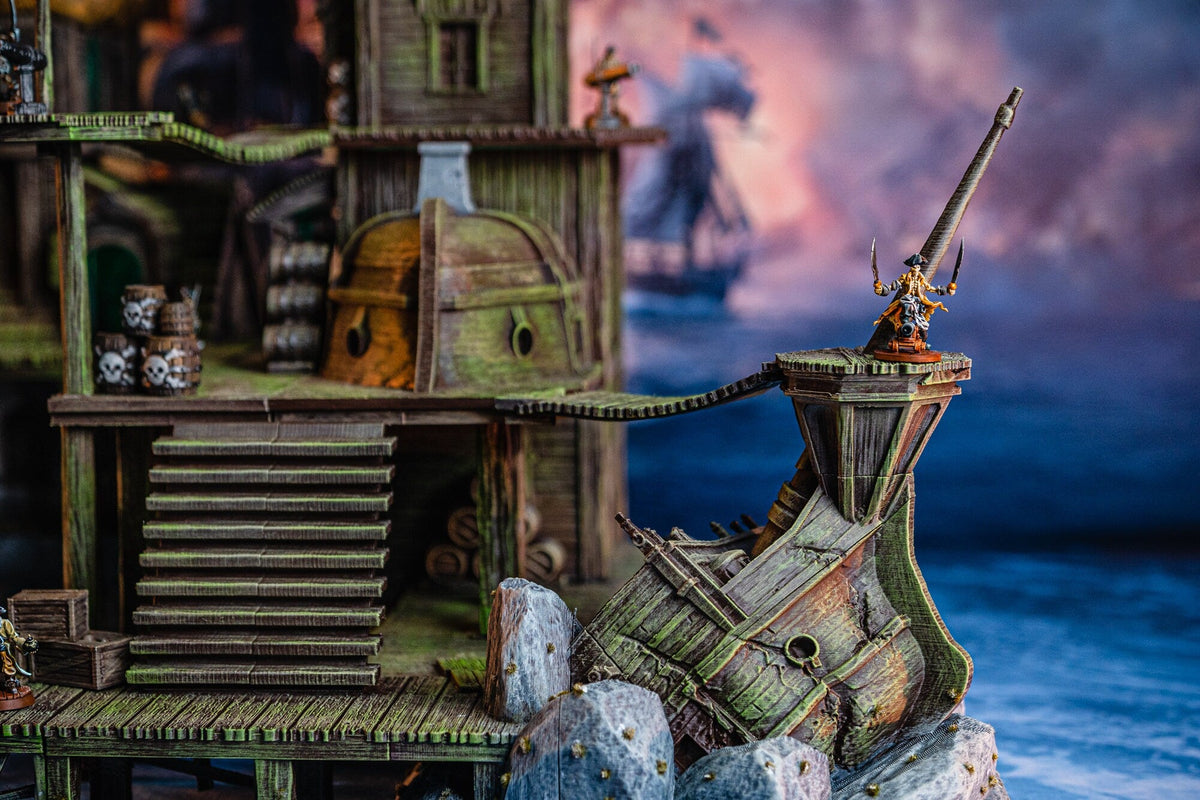 Pirate Dock - Pirates vs. Sailors Nightmare At Sea - DnD, Wargaming, Ocean, Boat, Ship, Docks, Tortuga, Black Flag, Pathfinder, Age of Sail-3