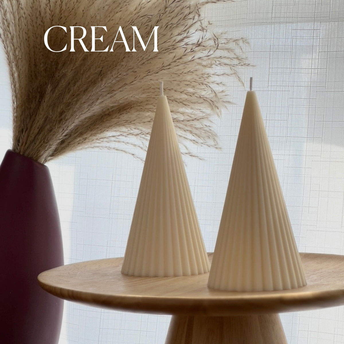 Ribbed Cone Soy Wax Candle: Minimalist Home Decor-4