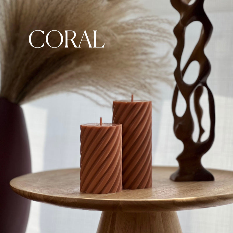 Spiral Ribbed Pillar Candle Set-2