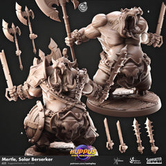 Mertyl, Solar Berserker - Cast n Play Huppus Space Mercenaries | DnD Miniature | Giff, Hippo, Fighter, Barbarian, Melee, Tank, Large-1