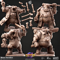 Moon Travelers - Cast n Play Huppus Space Mercenaries | DnD Miniature Giff, Hippo, Artificer, Bard, Rogue, Fighter, Ranger, Ranged, Guns-1