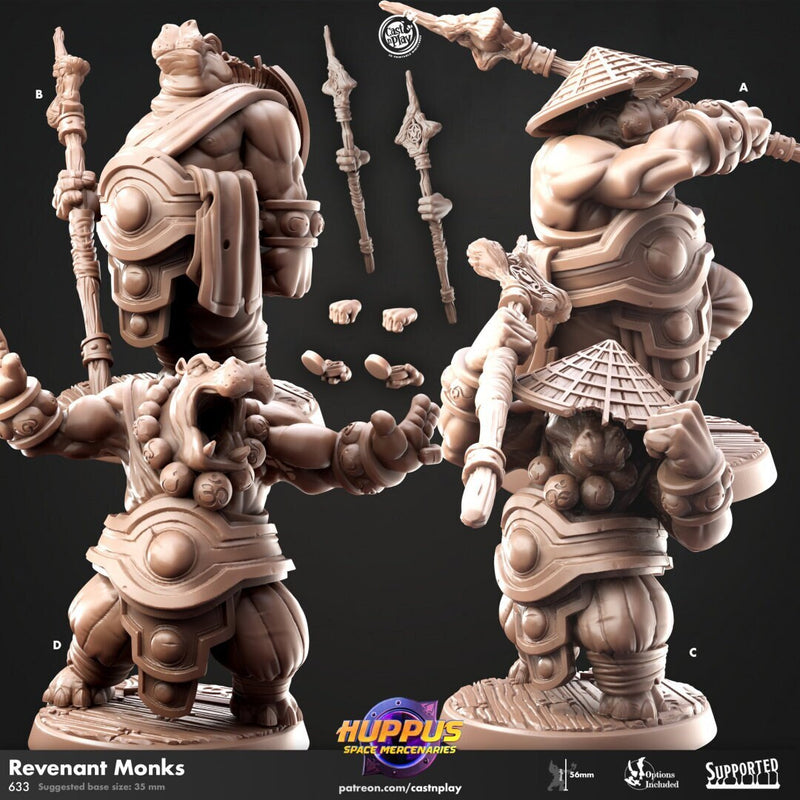 Revenant Monks - Cast n Play Huppus Space Mercenaries | DnD Miniature Giff, Hippo, Monk, Ranger, Fighter, Melee, Unarmed, Samurai-1