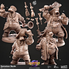 Sonneteer Bards - Cast n Play Huppus Space Mercenaries | DnD Miniature Giff, Hippo, Bard, Rogue, Ranger, Magic, Music, Horn, Lute-1