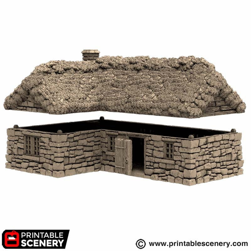 Highland Stone Barn - King and Country, DnD, Pathfinder, town, 28mm, 32mm, wargaming terrain, village, scatter scenery D&D medieval building-5