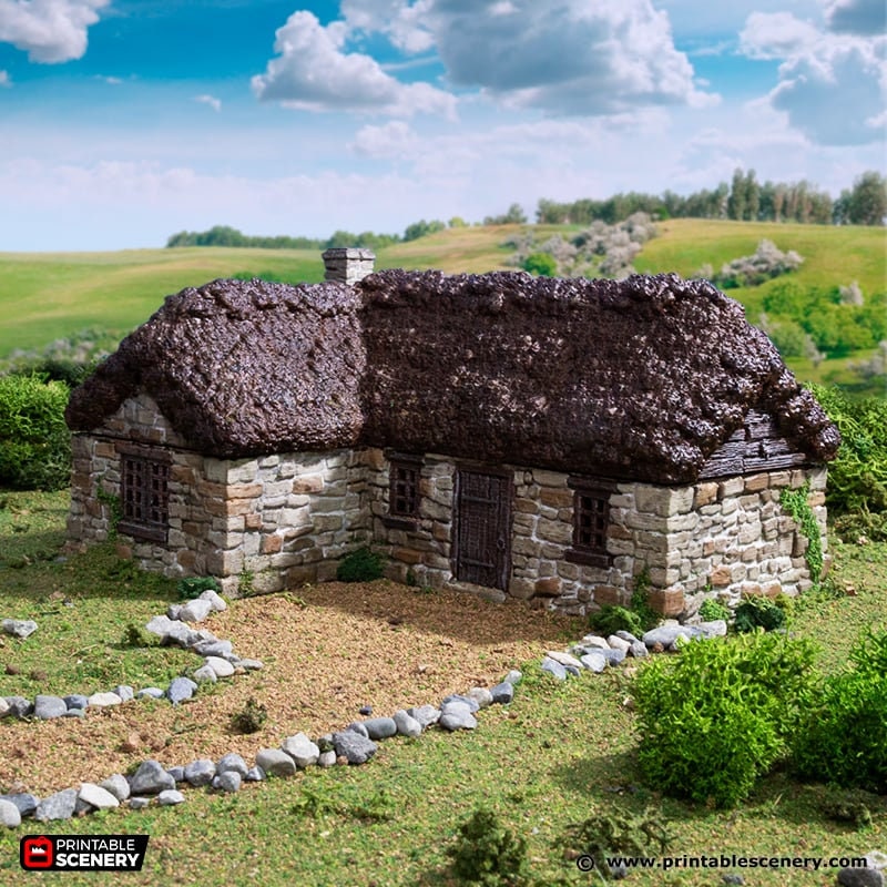 Highland Stone Barn - King and Country, DnD, Pathfinder, town, 28mm, 32mm, wargaming terrain, village, scatter scenery D&D medieval building-4