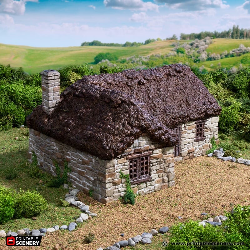 Highland Stone Barn - King and Country, DnD, Pathfinder, town, 28mm, 32mm, wargaming terrain, village, scatter scenery D&D medieval building-3