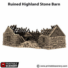 Ruined Highland Stone Barn - King and Country, DnD, Pathfinder, town, wargaming terrain, village, scatter scenery D&D medieval building-3