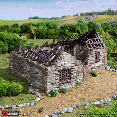 Ruined Highland Stone Barn - King and Country, DnD, Pathfinder, town, wargaming terrain, village, scatter scenery D&D medieval building-6