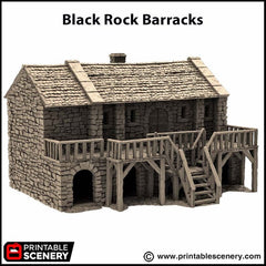 Black Rock Barracks - King and Country, DnD building | Pathfinder | Castle | Fort | Wargaming Terrain | Scatter scenery, Medieval, 28mm 32mm-6