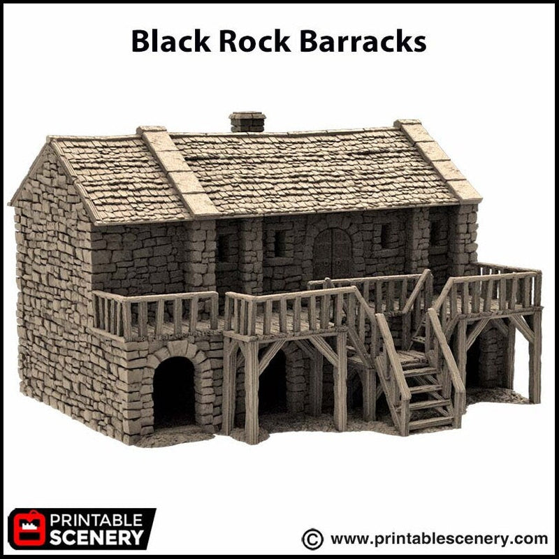 Black Rock Barracks - King and Country, DnD building | Pathfinder | Castle | Fort | Wargaming Terrain | Scatter scenery, Medieval, 28mm 32mm-6